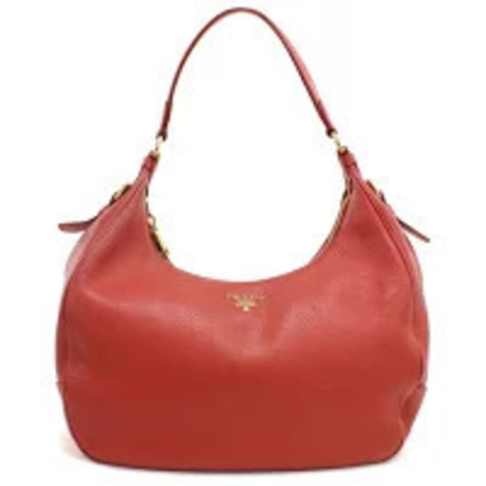 Prada Shoulder Bag Hobo Leather Red Crossbody
